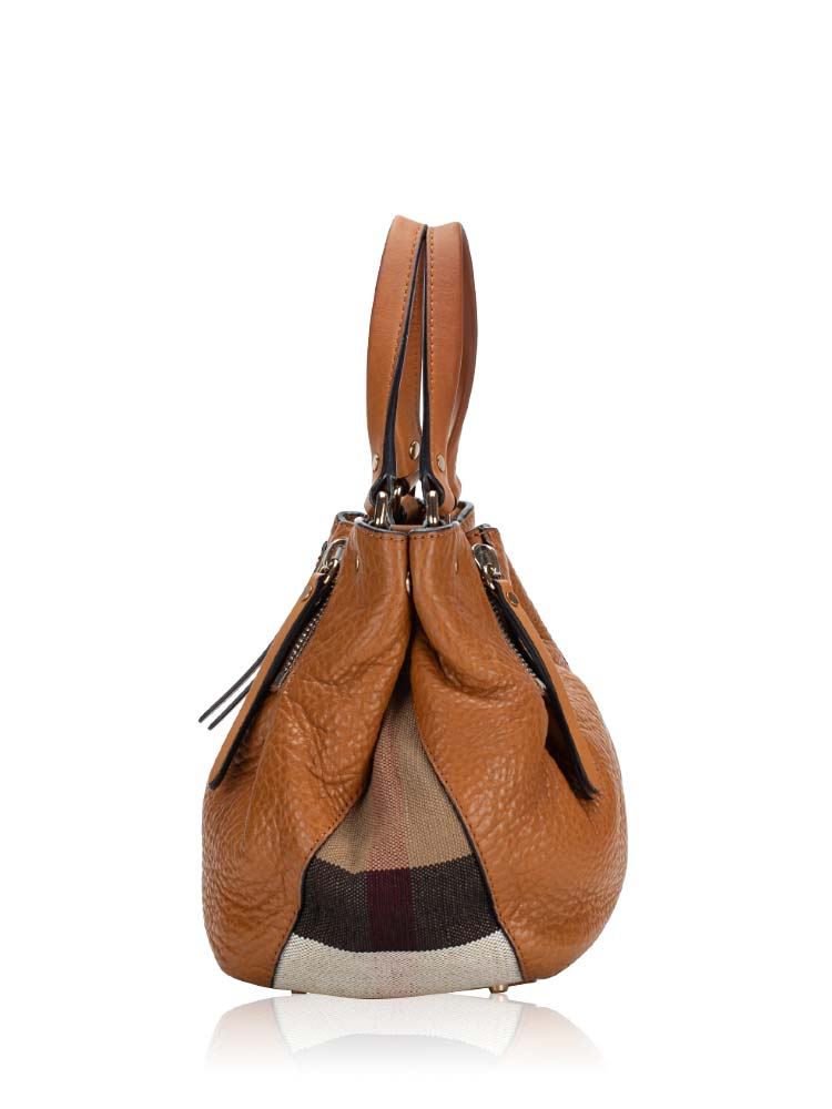 Burberry small grainy leather and house check tote online bag
