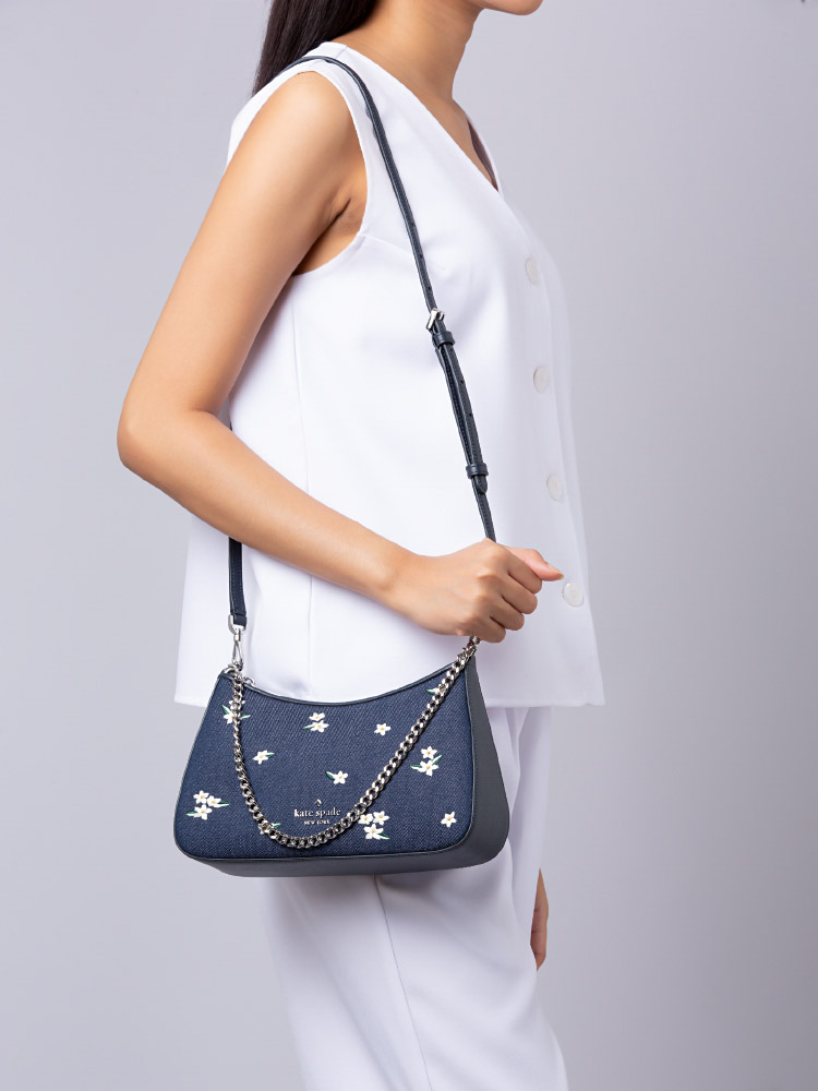 Kate Spade Madison Floral Embroidered Denim Convertible Crossbody