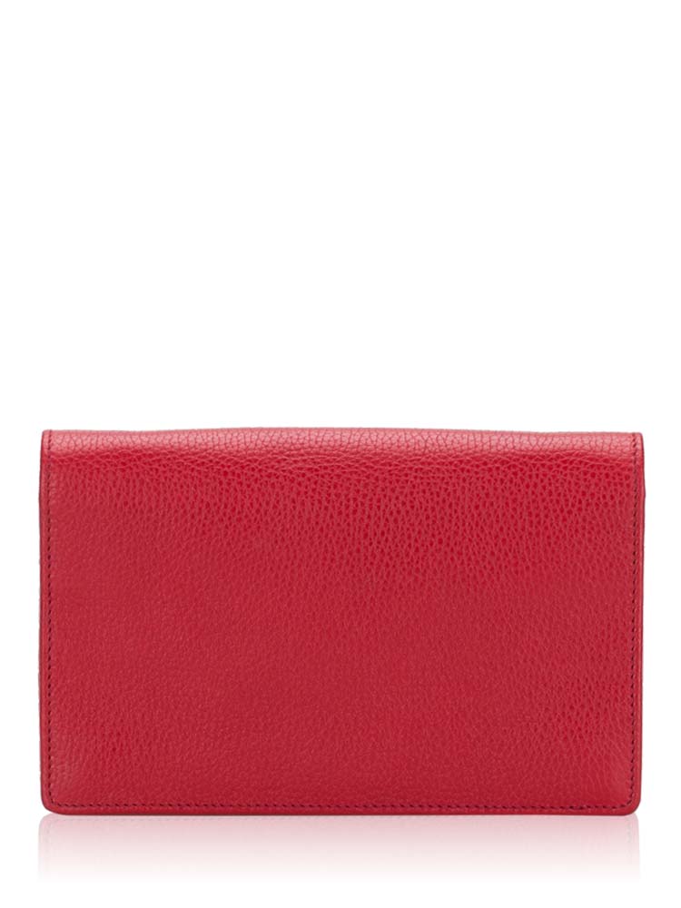 Gucci Pebbled Calfskin Soho Wallet On Chain Hibiscus Red