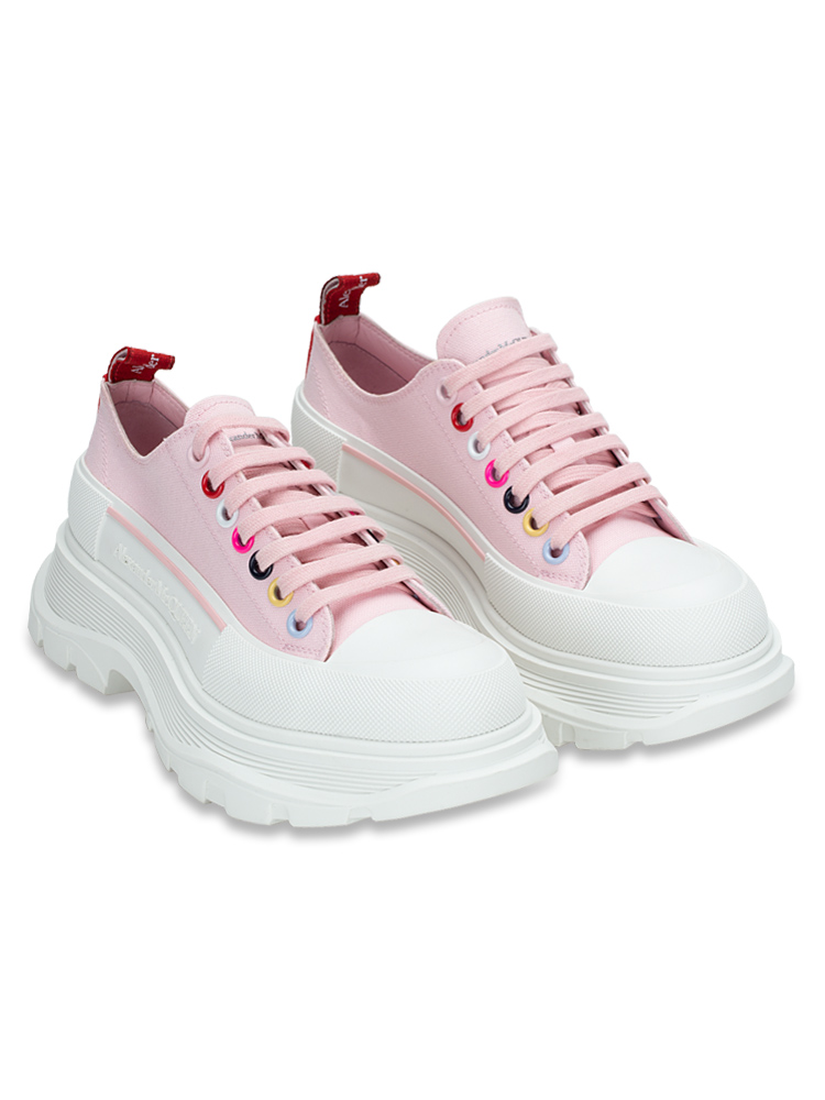Alexander Mcqueen Canvas Tread Slick Low Sneakers Pink Sz 38.5