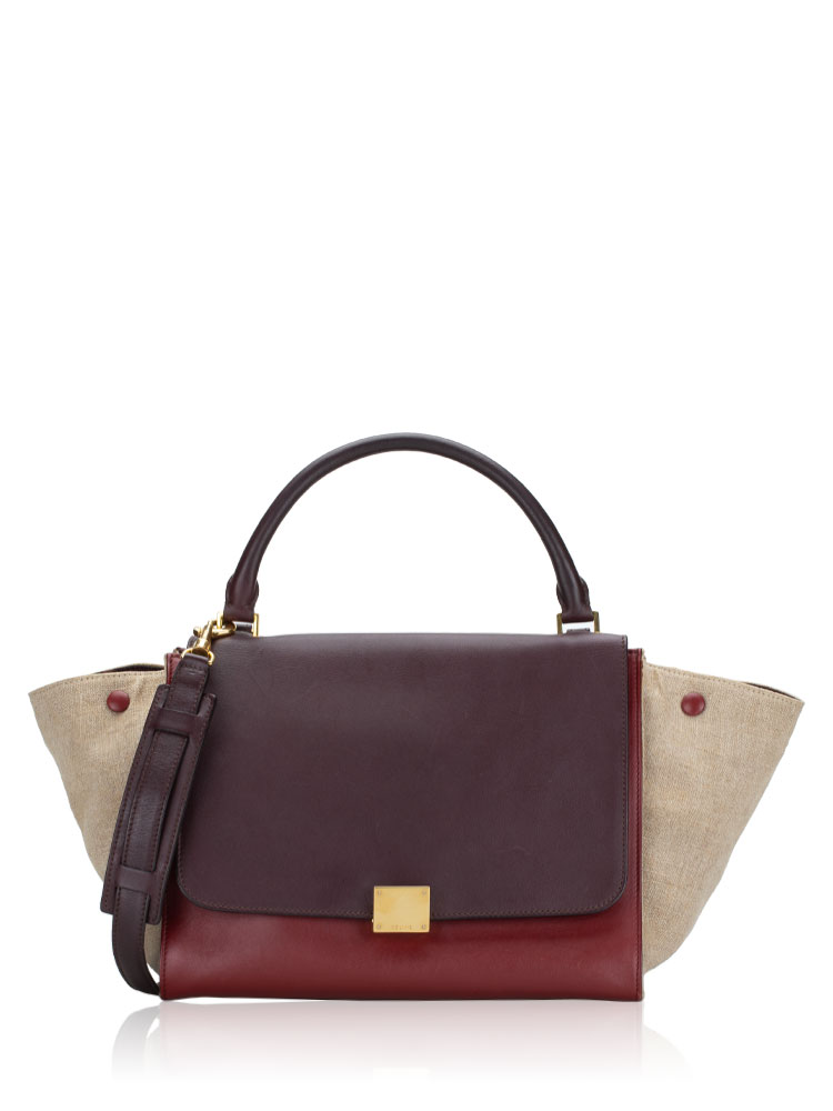 Celine Linen Tri Color Medium Trapeze Maroon