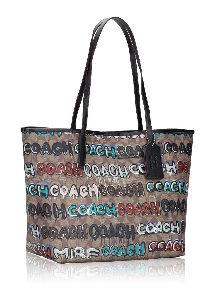 Coach CM093 Signature Mint Serf City Tote Khaki Multi