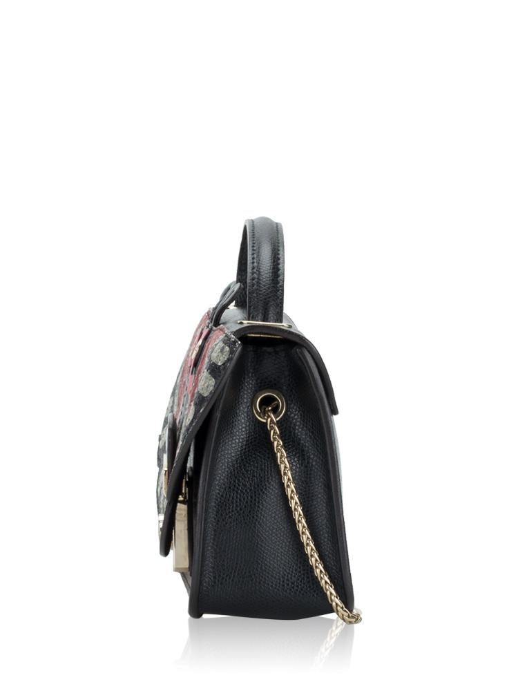 Furla Metropolis Doodle Mini Top Handle Bag Black Ruby