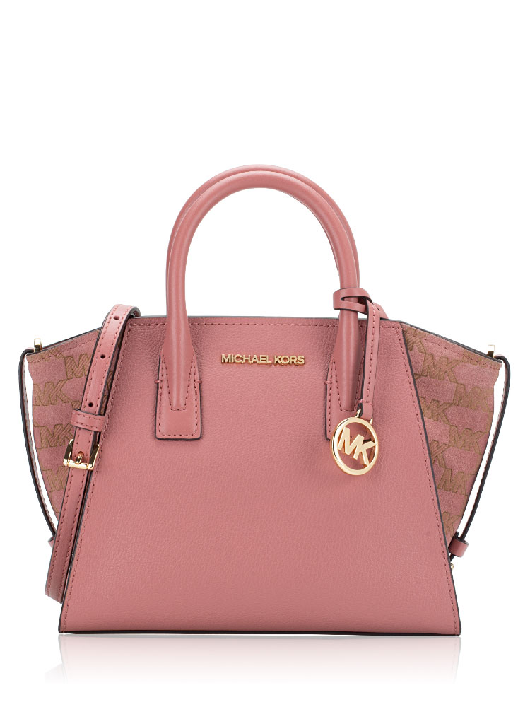 Michael Kors Signature Avril Leather Small Top Zip Satchel Rose