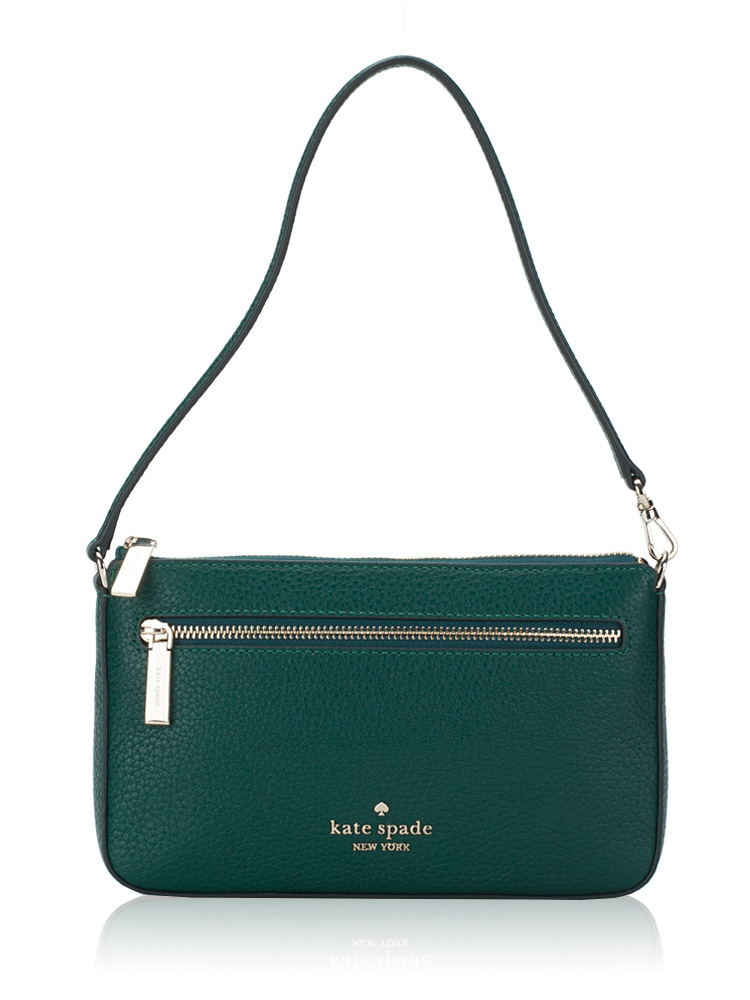 Kate Spade Leila Pebble Leather Convertible Wristlet Deep Jade