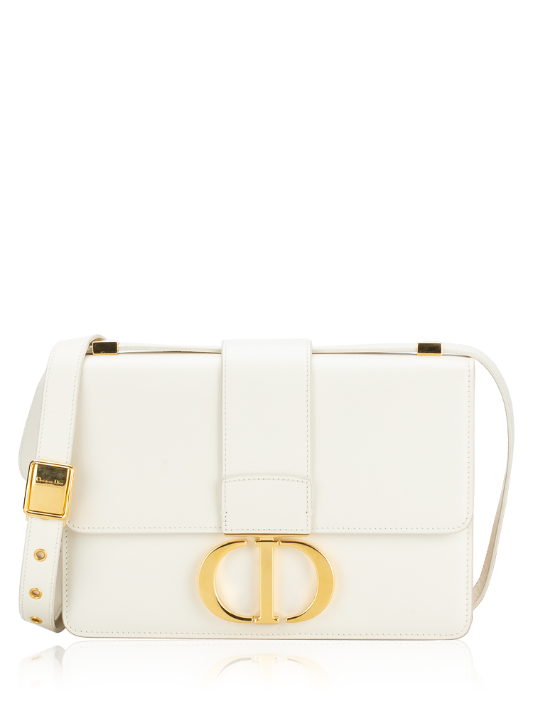 Christian Dior Calfskin 30 Montaigne Flap Shoulder Bag White