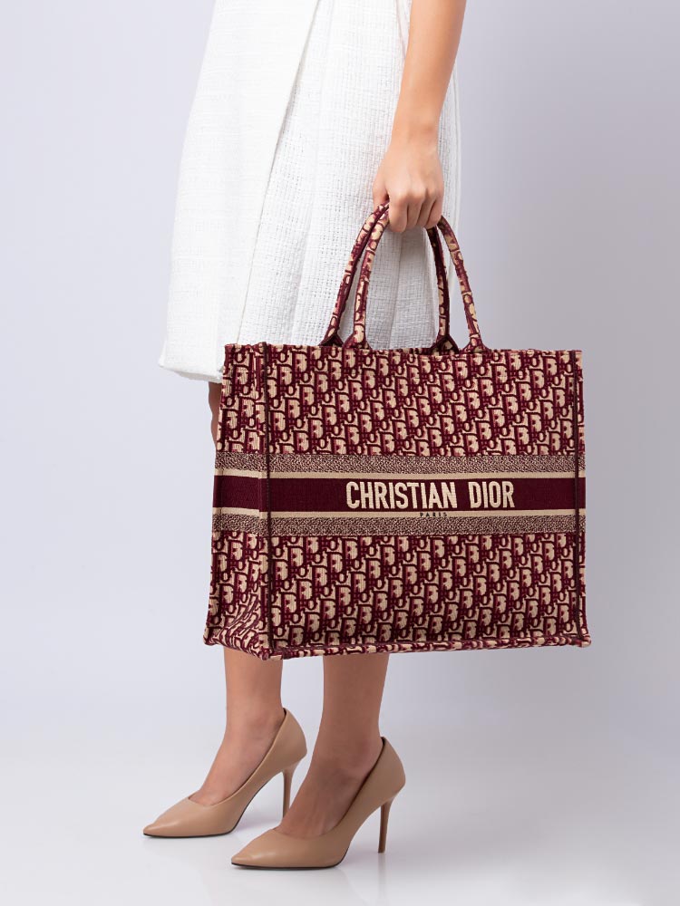 Christian dior tote bag burgundy sale