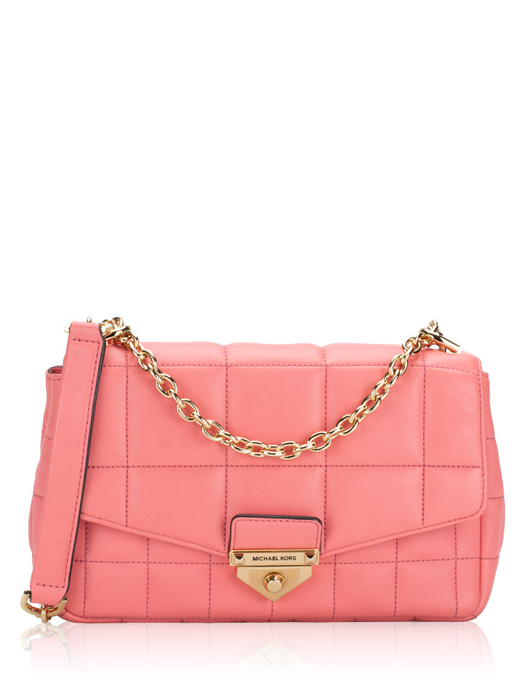 Michael Kors Soho Leather Large Chain Shoulder Tea Rose