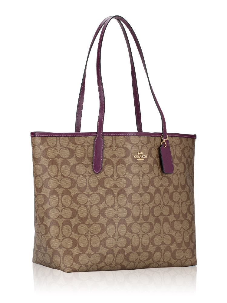 City zip tote in signature canvas coach clearance