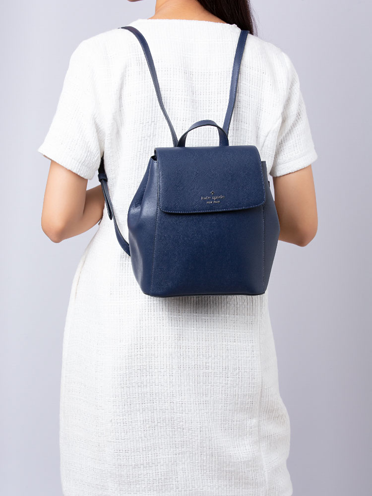 Kate Spade Madison Saffiano Flap Backpack Parisian Navy