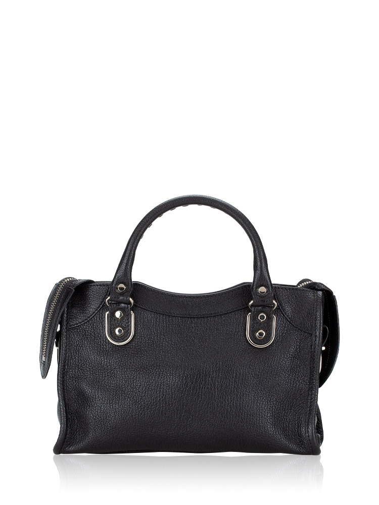 Balenciaga Silver Metallic Edge Mini City Black