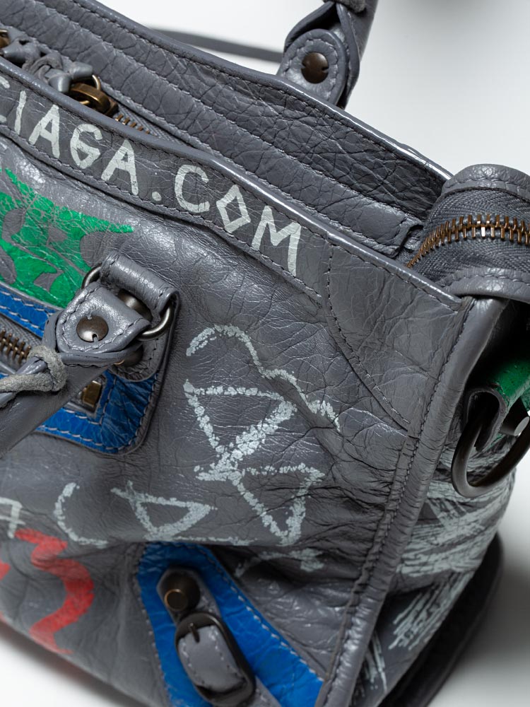 Balenciaga Classic Graffiti Small City Grey