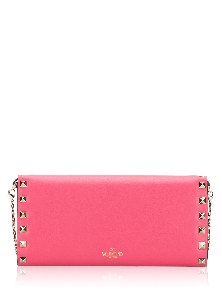 Rockstud leather continental wallet on hotsell chain