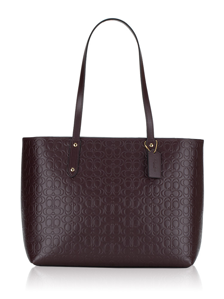 Coach 696521 Signature Leather Central Zip Tote Oxblood