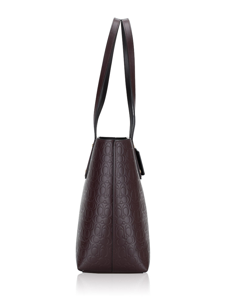 Coach 696521 Signature Leather Central Zip Tote Oxblood