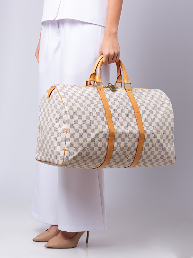 Louis Vuitton Damier Azur Keepall 55 Bandouli re