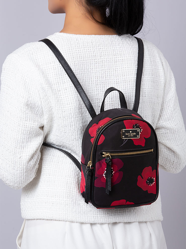 Kate Spade Wilson Road Poppy Mini Bradley Backpack Black Multi