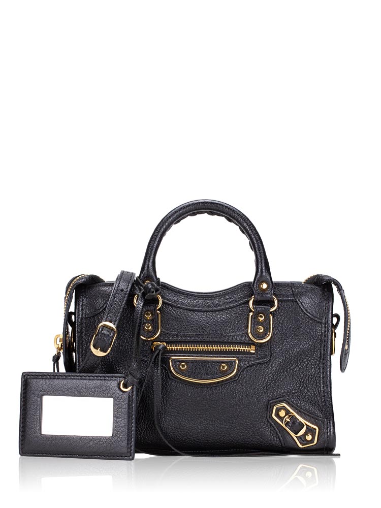 Balenciaga mini city black on sale gold