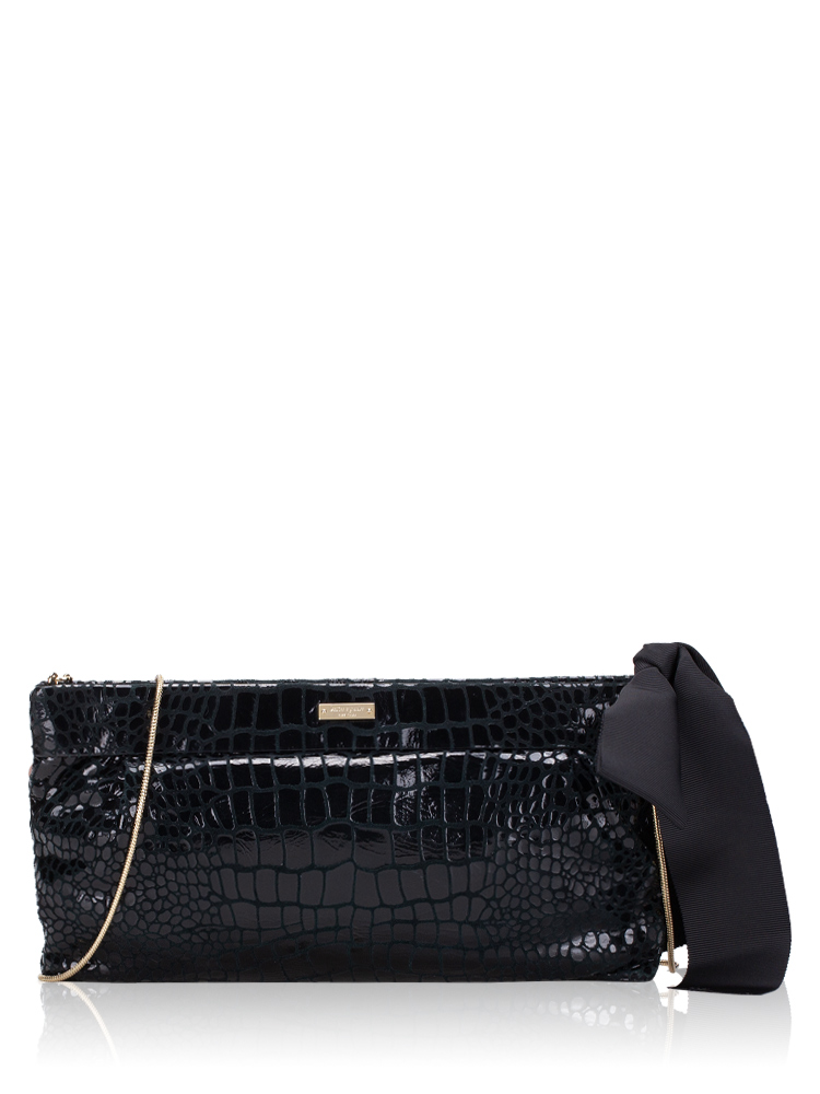 Kate Spade Croco Leather Chain Clutch Bag Black