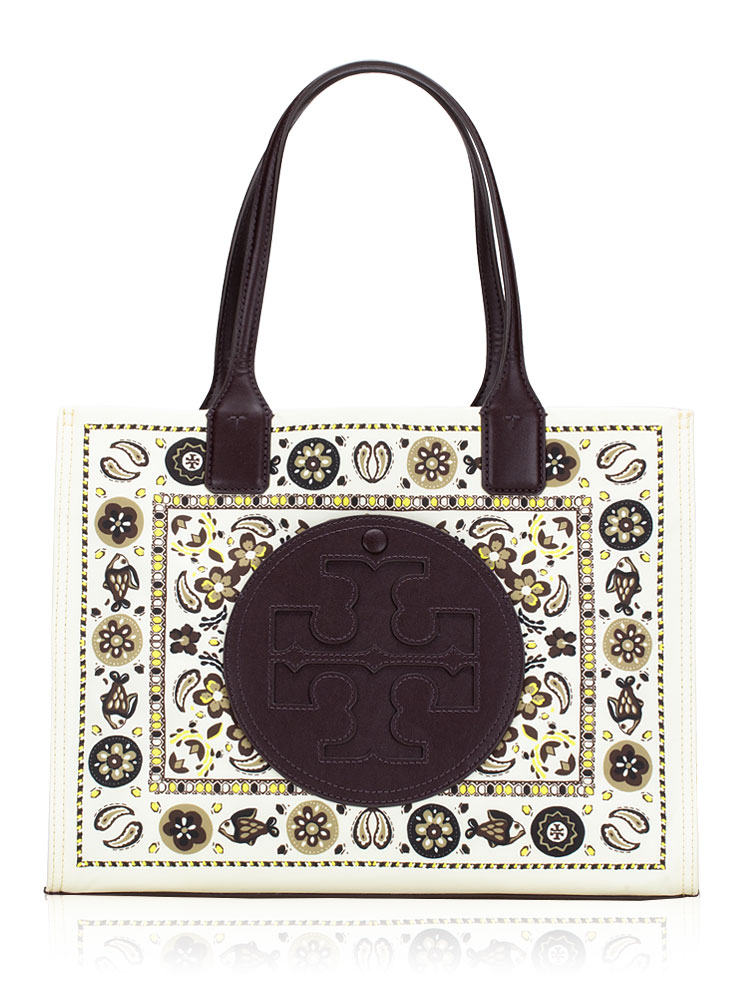 Tory Burch Ella Nylon Printed Small Tote New Ivory Pisces Dream