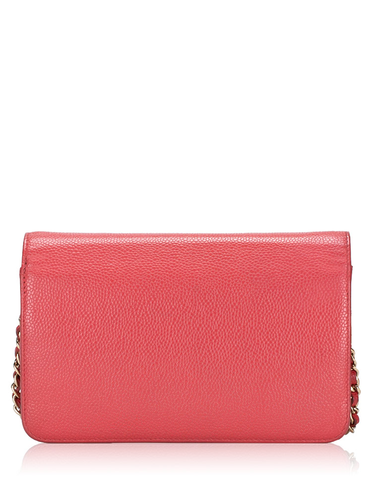 Chanel Caviar Timeless CC Wallet On Chain Pink