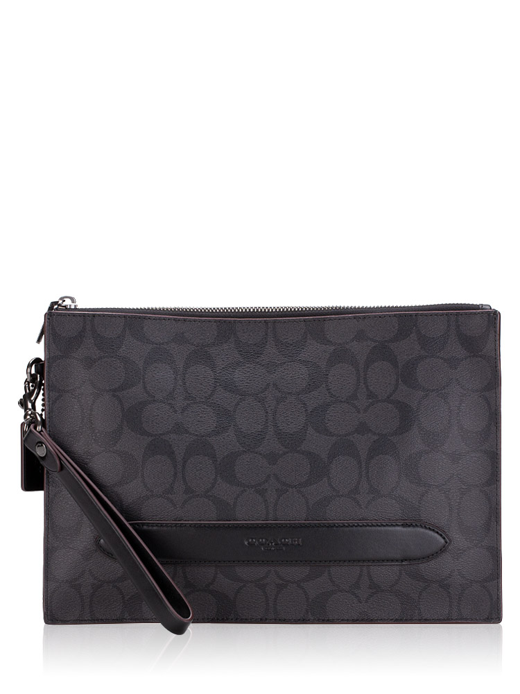 Coach F73148 Signature Structured Pouch Black Oxblood