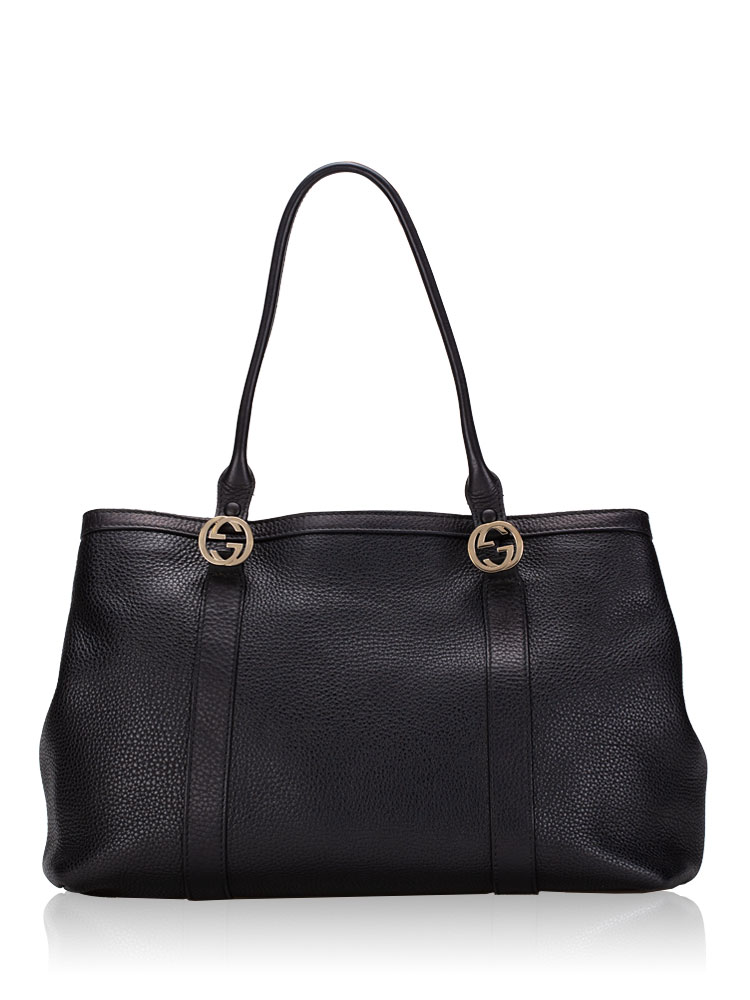 Gucci black tote with leather clearance handle