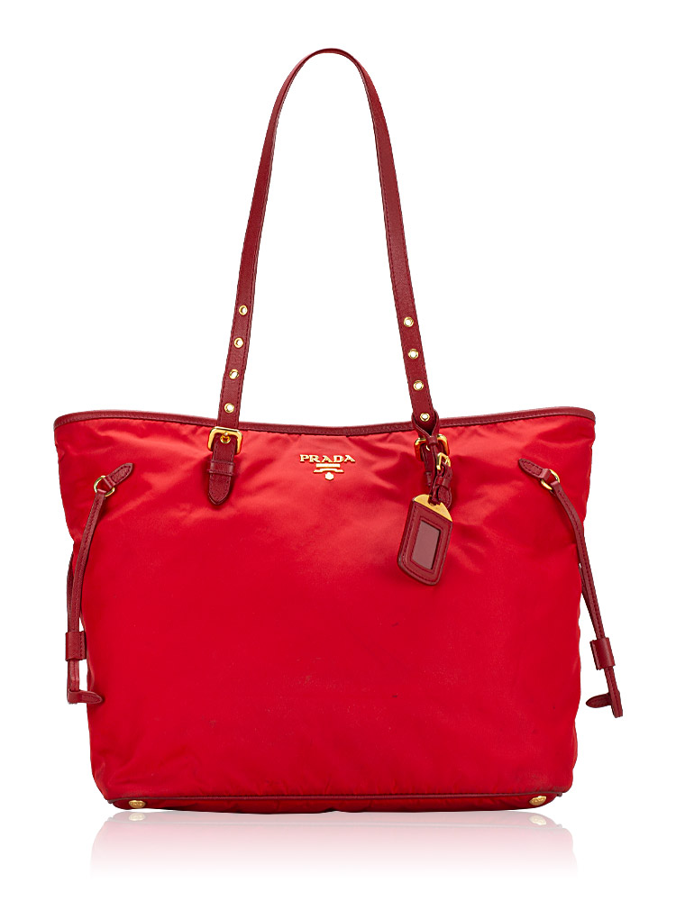 Prada Tessuto Saffiano Tote Rosso