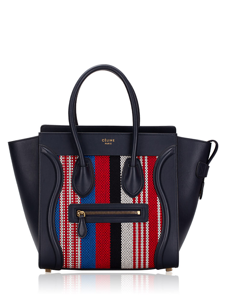 Celine Smooth Calfskin Canvas Micro Luggage Navy Blue