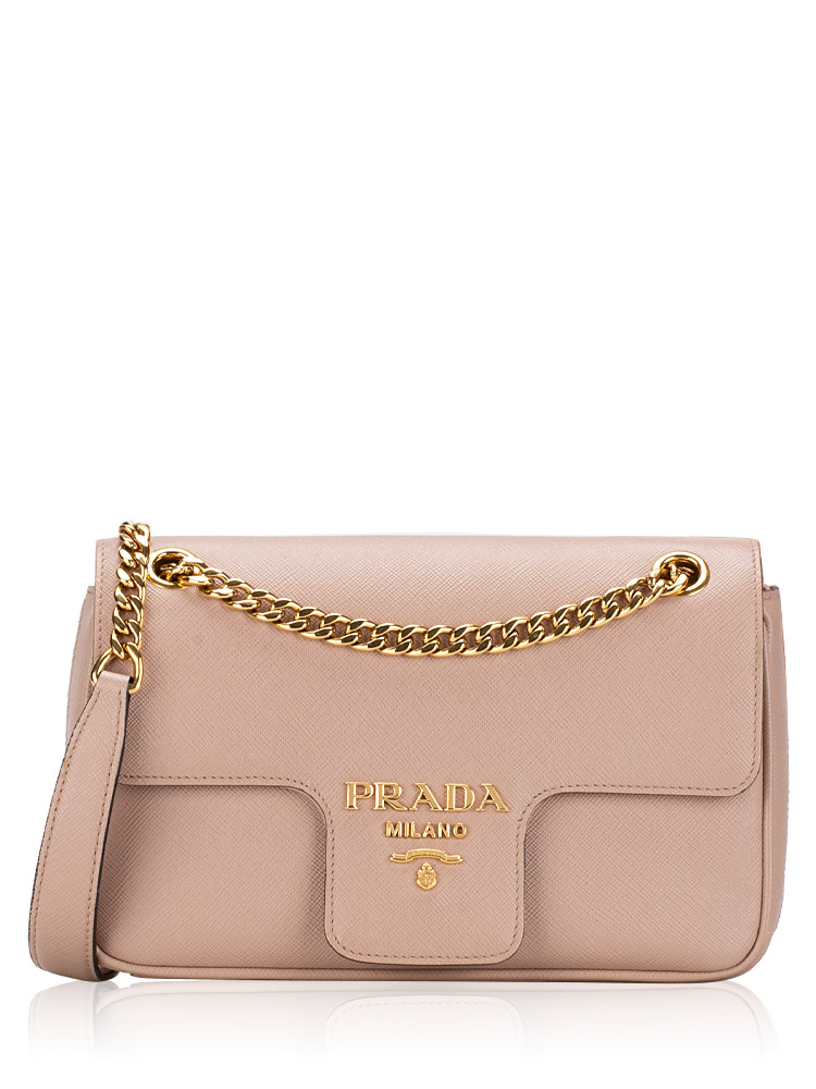 Prada 1BD193 Saffiano Pattina Shoulder Bag Cipria