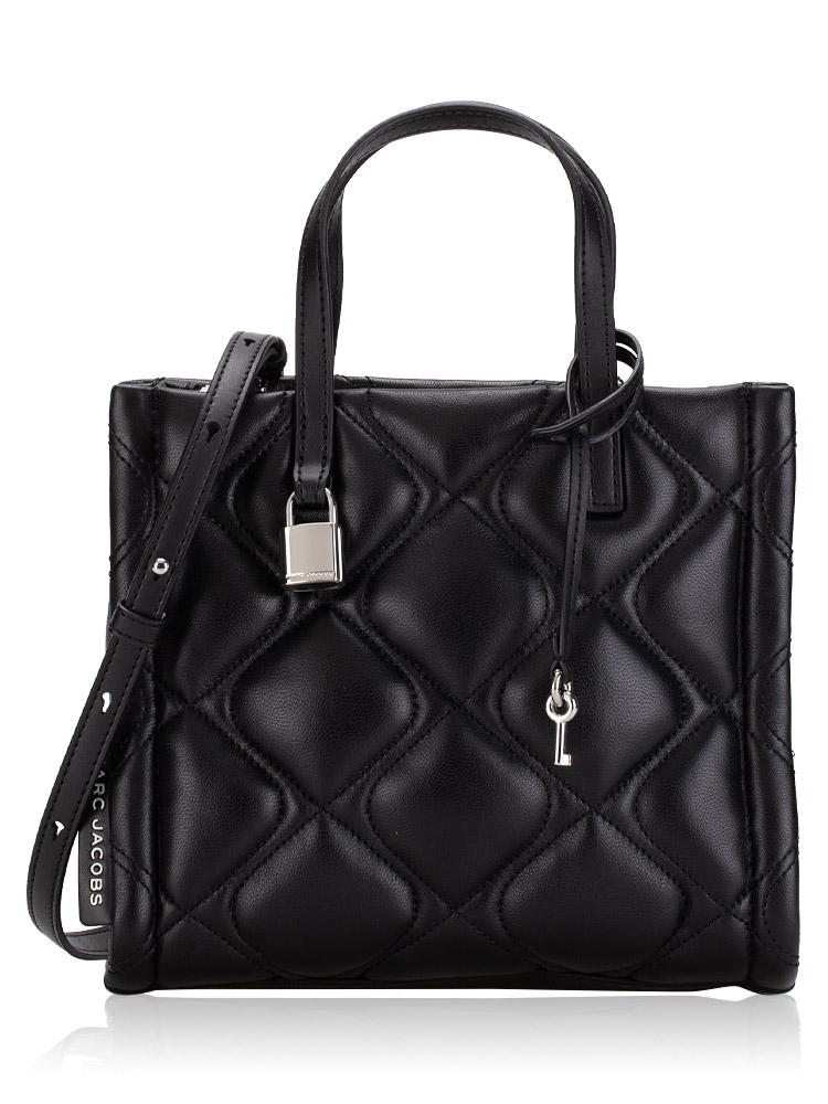 Marc Jacobs H047L01RE22 Quilted Mini Grind Leather Tote Black