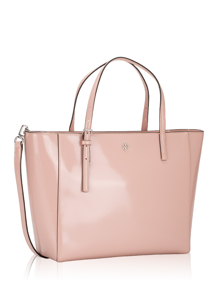 Tory Burch Emerson Patent Small Tote Clay Pink