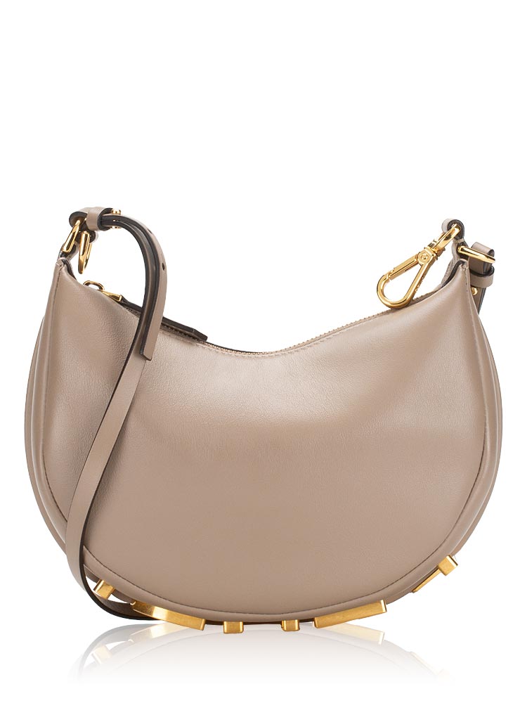 Fendi Vitello Grace Matte Fendigraphy Mini Hobo Tortora