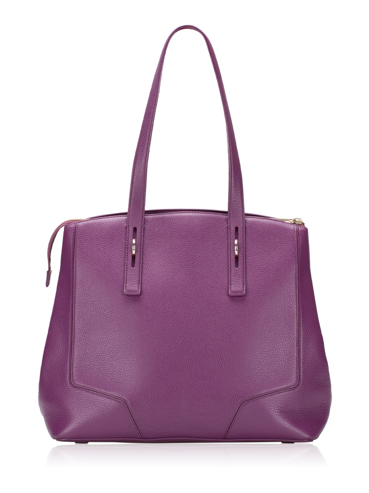 Furla Perla Leather Medium Tote Purple