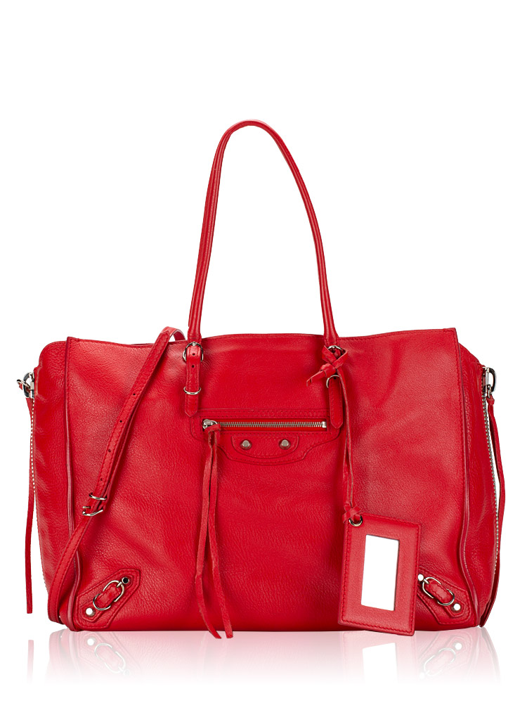 Balenciaga Veau Papier B4 Zip Tote Rouge Tango