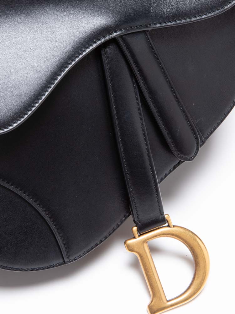 Christian Dior Calfskin Mini Saddle Bag Black