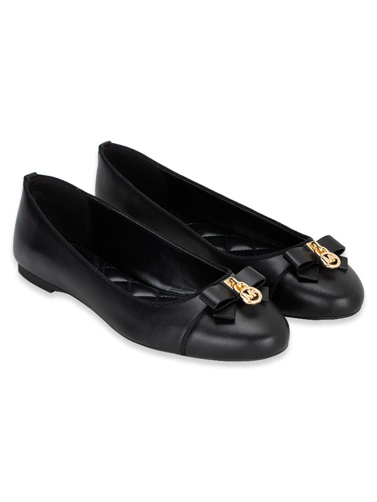 Michael Kors Honey Leather Ballet Flat Shoes Black Sz 6.5