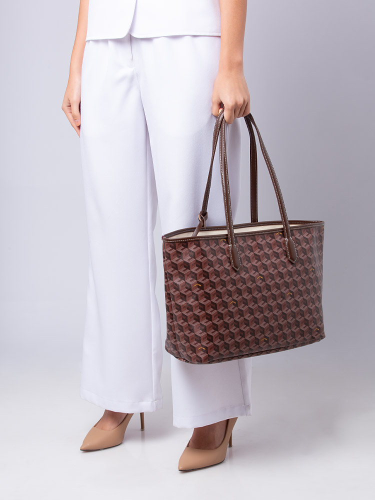 Christy Ng Monogram Russo Large Tote Brown