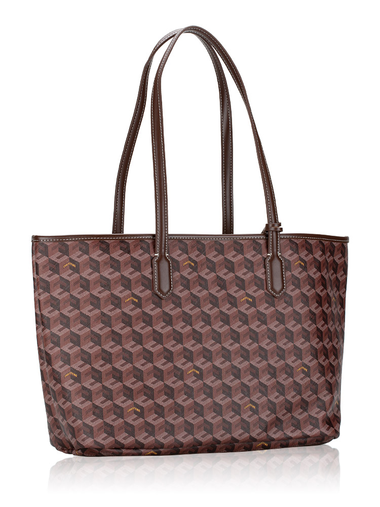 Christy Ng Monogram Russo Large Tote Brown