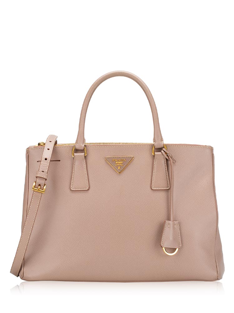 Prada BN2274 Saffiano Lux Double Zip Tote Cammeo