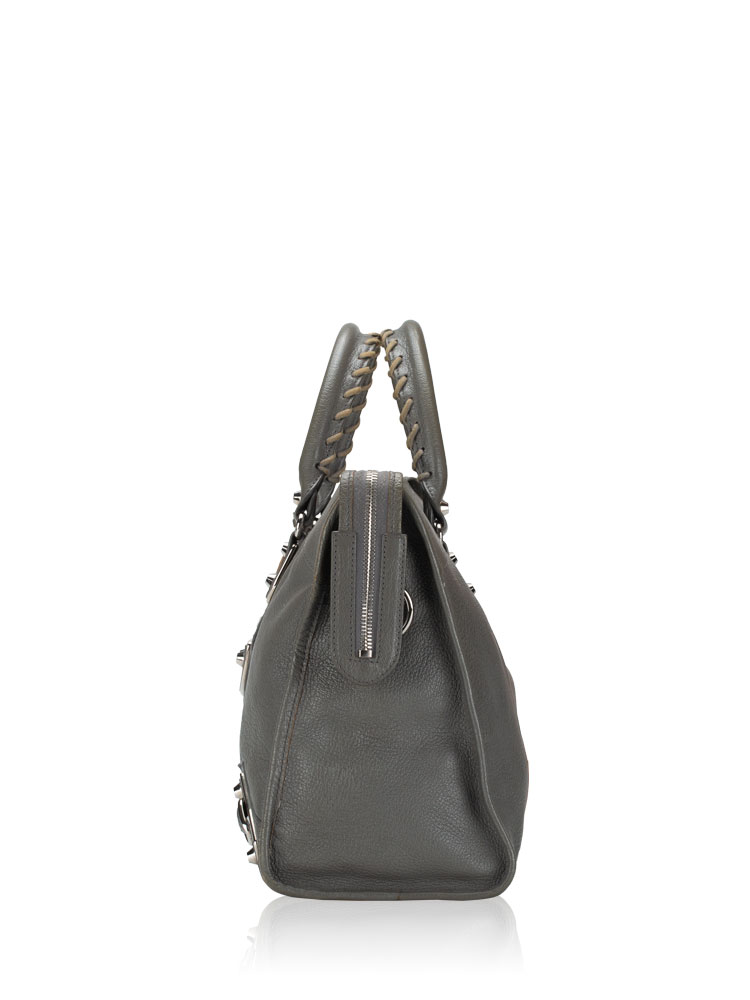 Balenciaga Silver Metallic Edge City Gris Acier