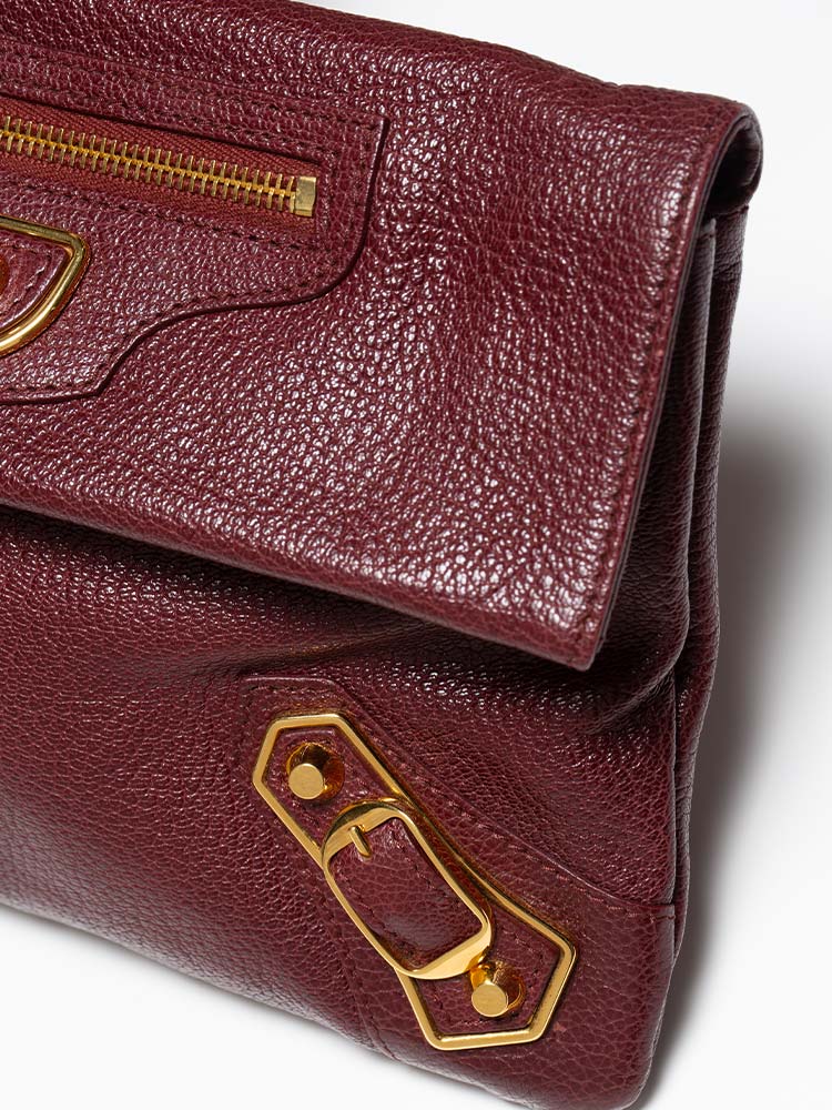 Balenciaga Gold Metallic Edge Envelope Clutch Cassis