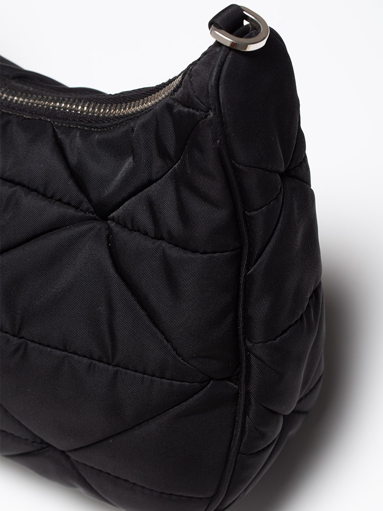 Prada 1BC151 Re-Nylon Quilted Multi Pochette Crossbody Nero