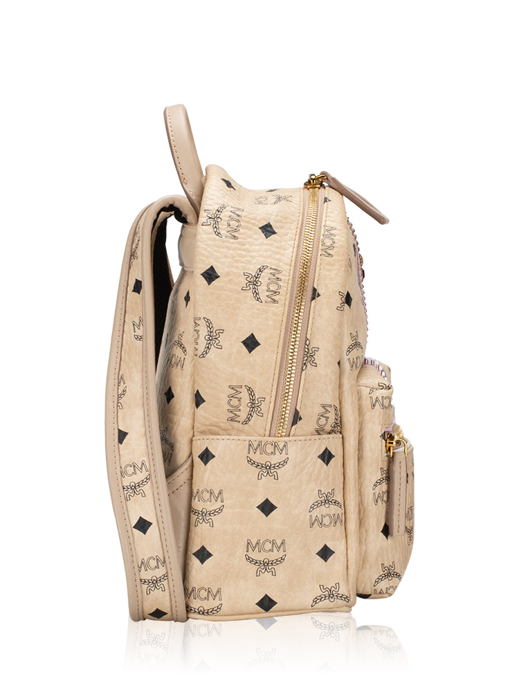 Mcm Visetos Studded Stark Rabbit Mini Backpack Beige