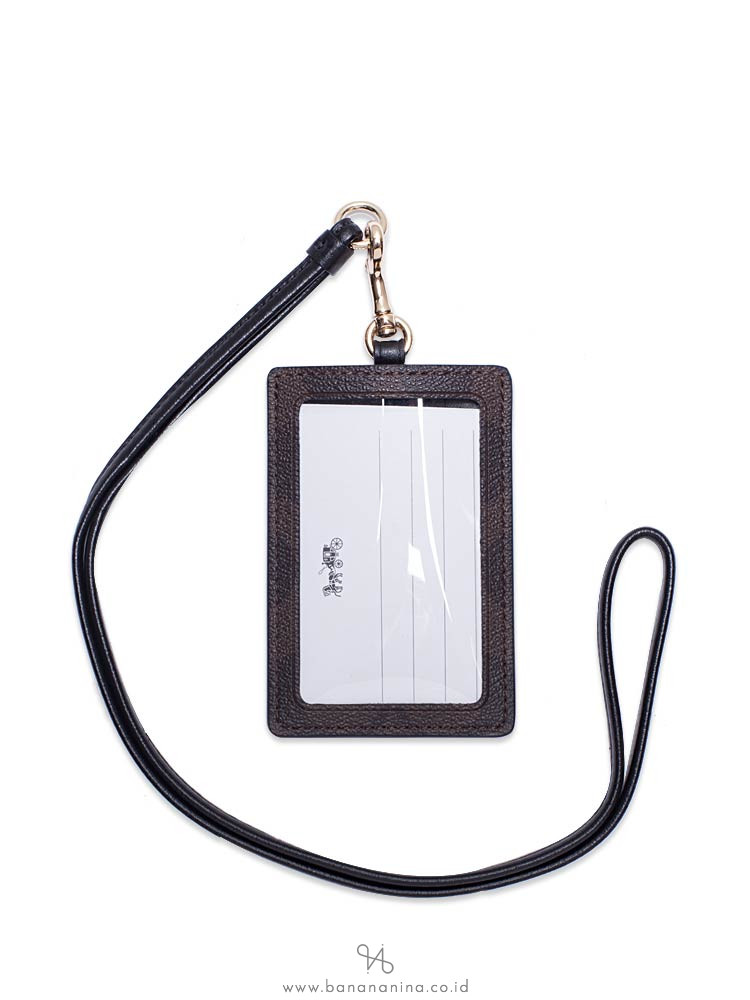 COACH 63274 Signature ID Lanyard Brown Black