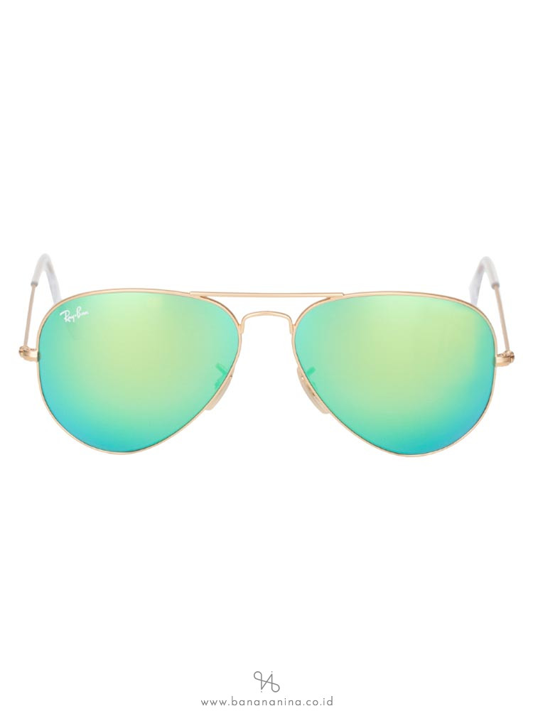 RAY-BAN RB3025 Aviator Sunglasses Mirror Green Gold