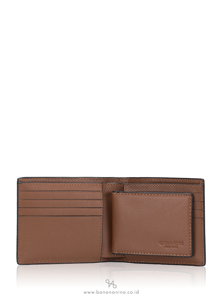 coach dark saddle wallet