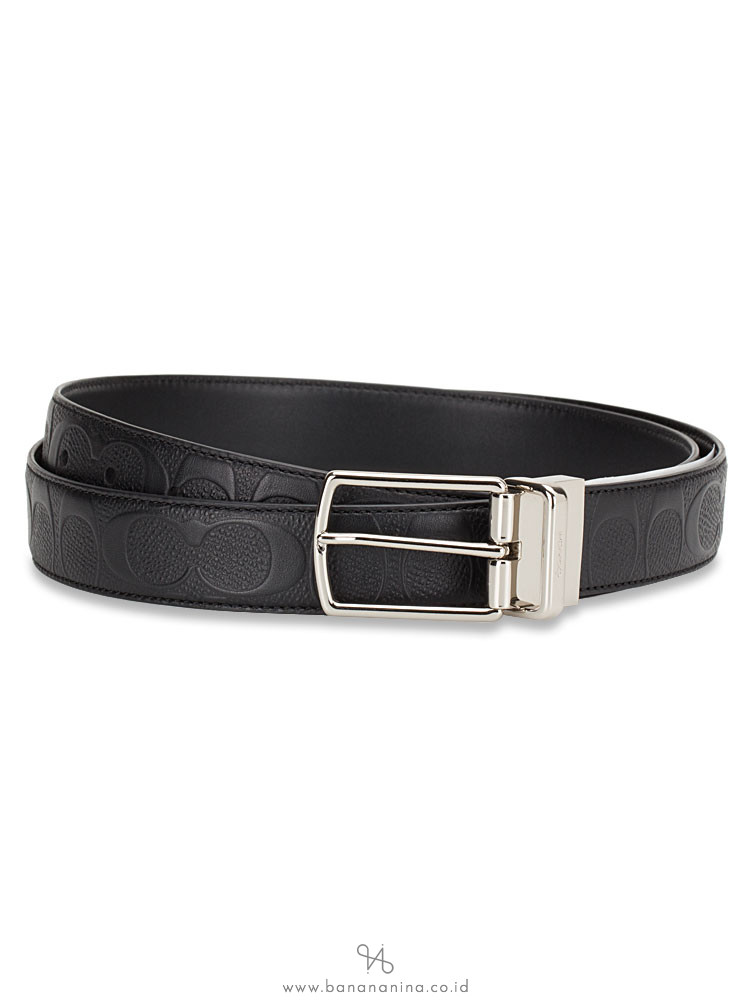 Coach Men 55158 Harness Embossed Leather Belt Black