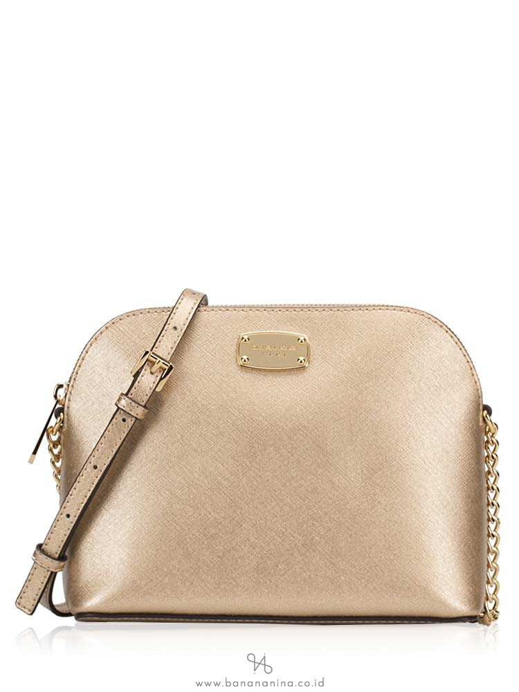 MICHAEL KORS Cindy Large Dome Crossbody Pale Gold