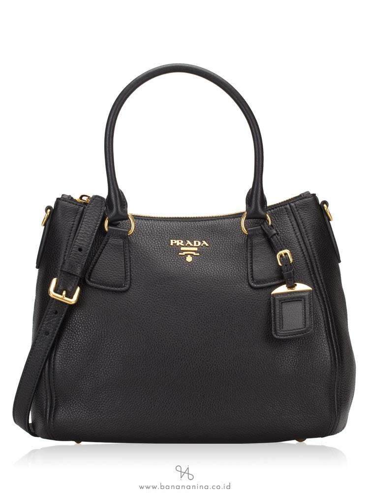 PRADA 1BC032 Vitello Phoenix Leather Tote Nero Black